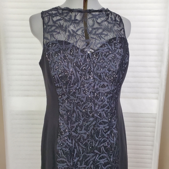 LAST CHANCE Badgley Mischka Collection sequin lace cocktail dress 14 - Picture 5 of 12